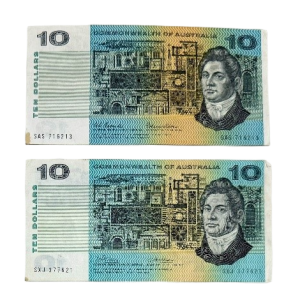 Australian old $10 bank notes