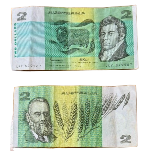 Australian old $2 bank notes