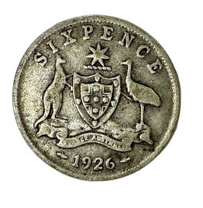 1926 – Georgivs V Australia – Silver Six Pence