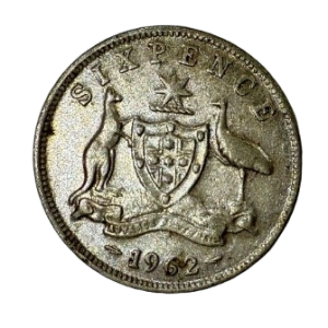 1962 – Elizabeth II Australia – Silver Six Pence