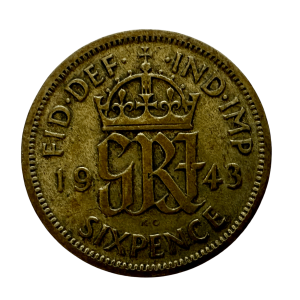 1943 GEORGIVS VI – UK “SRJ” SixPence
