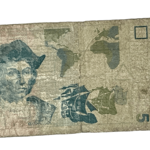 1998 El Salvador 5 Cinco Colones Banknote. Serial Number: 09264584.