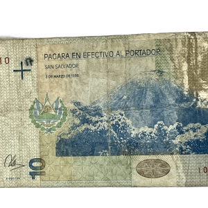 1998  El Salvador 10 Diez Colones Banknote. Serial Number: 10419710.