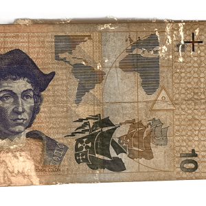 1998  El Salvador 10 Diez Colones Banknote. Serial Number: 10419710.
