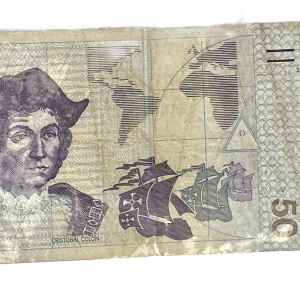 1998  El Salvador 50 Cincuenta Colones Banknote. Serial Number: 11588575