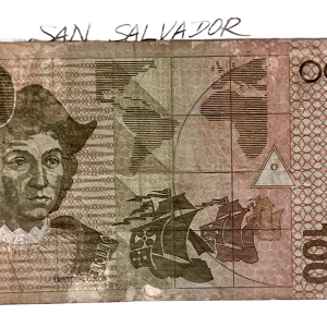 1998  El Salvador 100 Cien Colones Banknote. Serial Number: 22100485