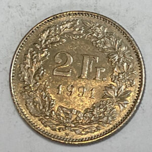 1991 Switzerland 2 Franc.